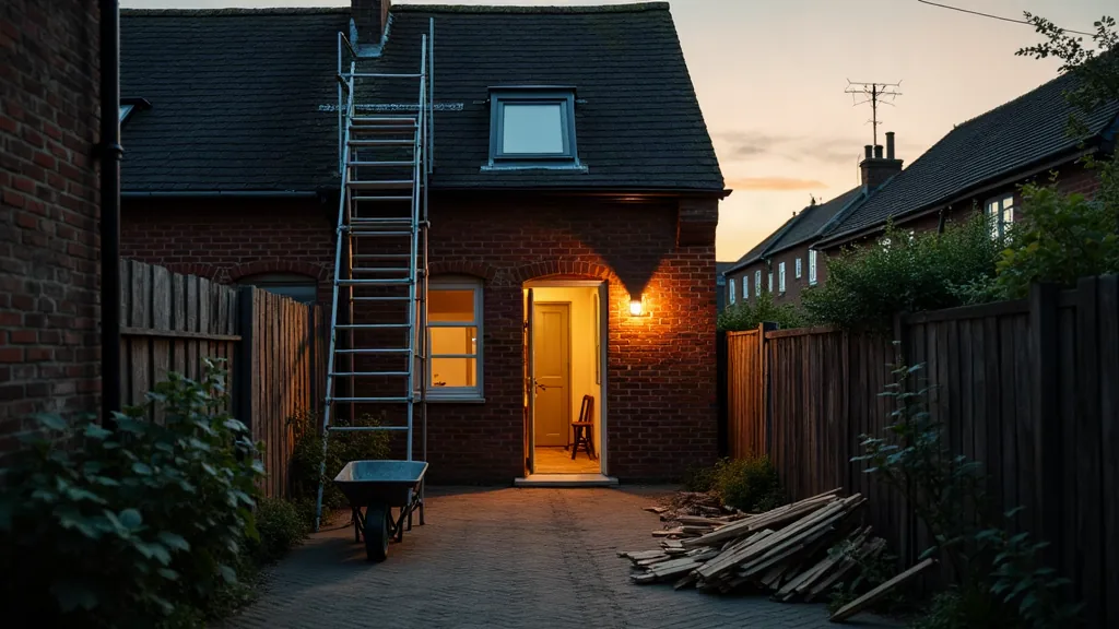 22h11 signification : pourquoi vous la voyez et ce qu'elle révèle de vous Chantier de rénovation au crépuscule évoquant un moment de transition