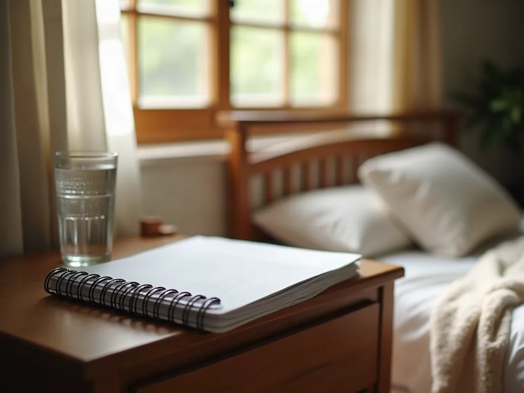 Insomnie pendant la grossesse : fille ou garçon, que dit vraiment la science ? Table de nuit avec carnet de grossesse et verre d'eau dans une chambre